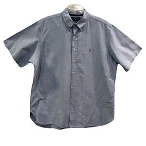 Ralph Lauren Classic Fit Mens 2XL Short Sleeve Button Down Shirt Blue Jean‎